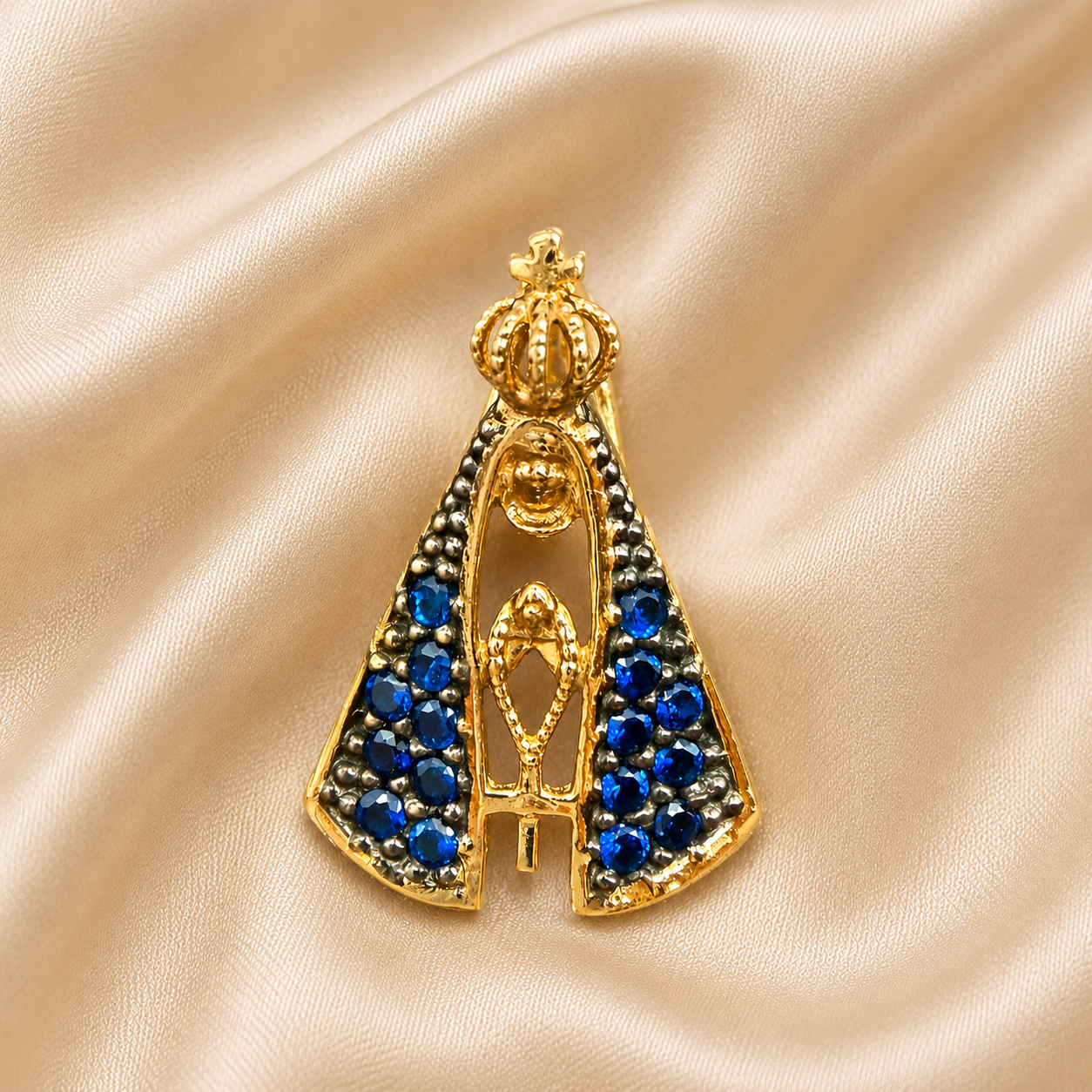 VIRGIN DE LA CHINITA PENDANT W/ZIRCONS