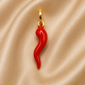 18K (750 Purity) Gold Large Red Cornicello Charm – 23 mm