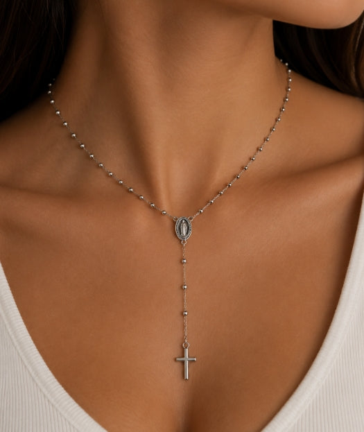 WHITE GOLD ROSARY