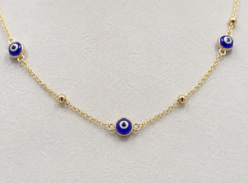 CHAIN WITH TURKISH EYE AND BEADS