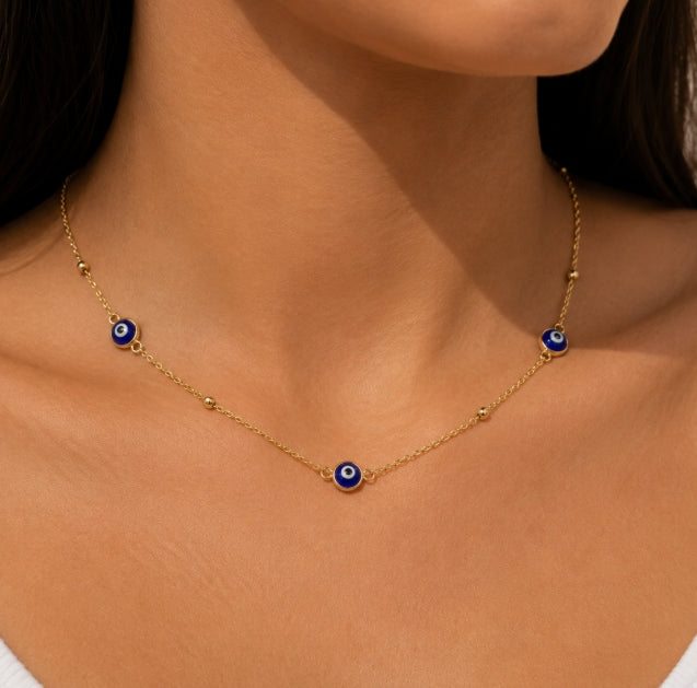 CHAIN WITH TURKISH EYE AND BEADS