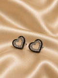 Heart stud earrings with zircon