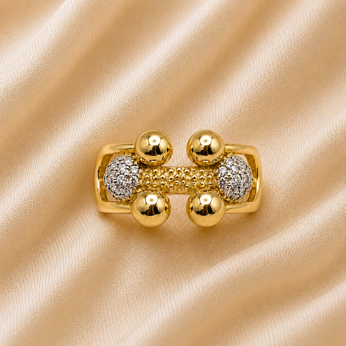 18K GOLD BONE BUBBLE RING